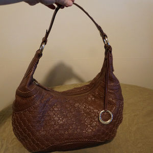 Elliott Lucia Brown woven leather purse bag